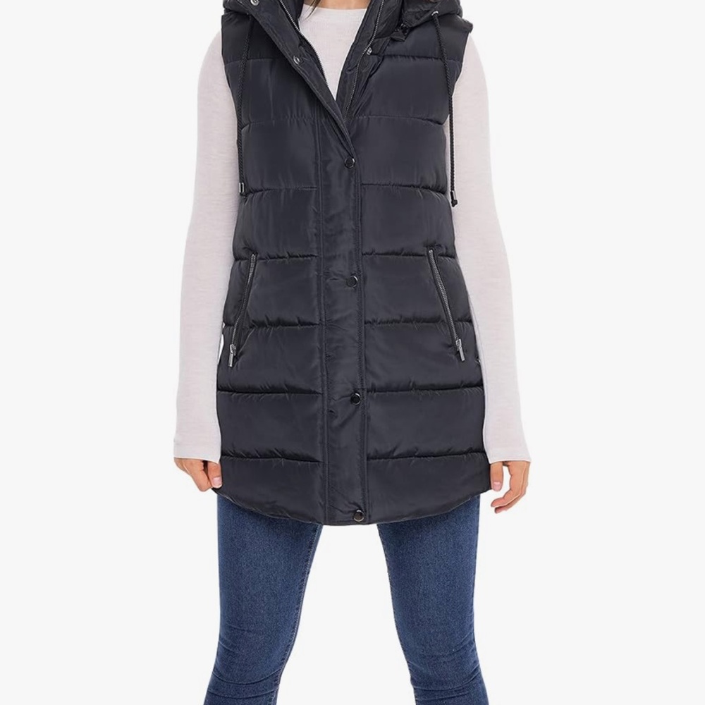 S.E.B (Sebby) Long Black Puffer Vest – Brand used